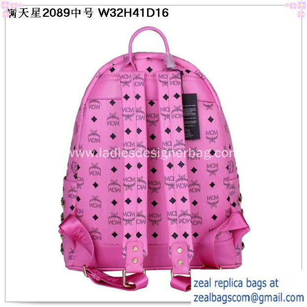 High Quality Replica MCM Stark Studded Medium Backpack MC2089 Rosy